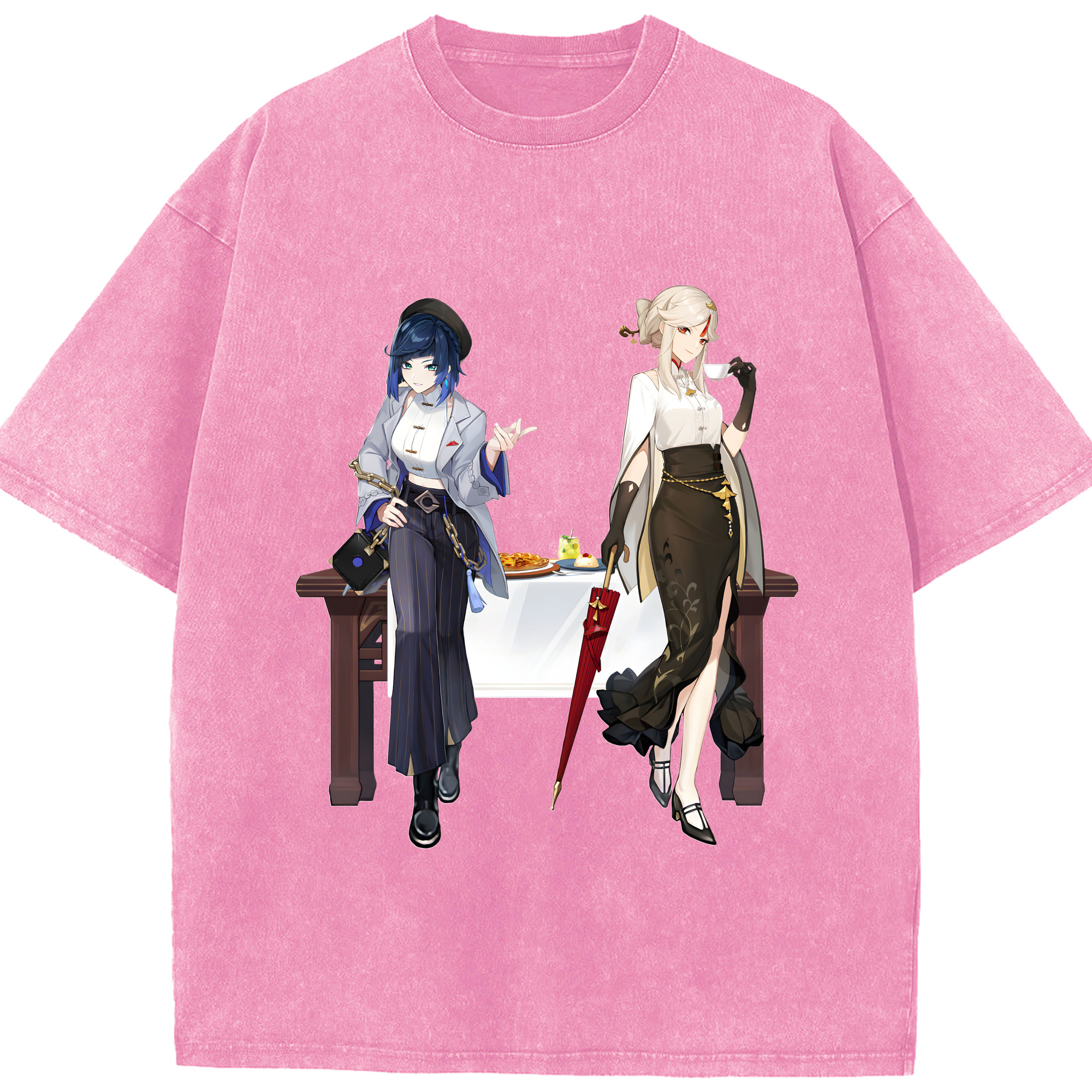 げんし神 夜兰 やらん genshin Yaran 綿100% ヴィンテージ風 半袖Tシャツ（フロントプリント）
